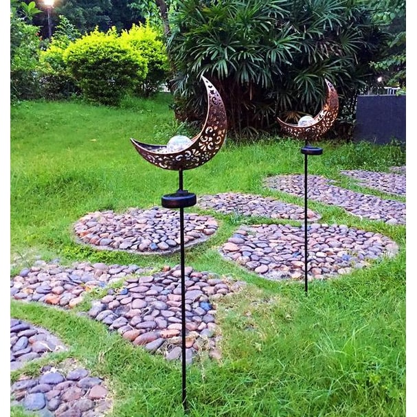 Solar Garden Lights with Crackle Glass Globe Pathway Stake Waterproof Outdoor Powered Landscape - Image 7