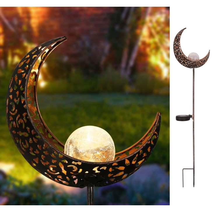 Solar Garden Lights with Crackle Glass Globe Pathway Stake Waterproof Outdoor Powered Landscape - Image 8