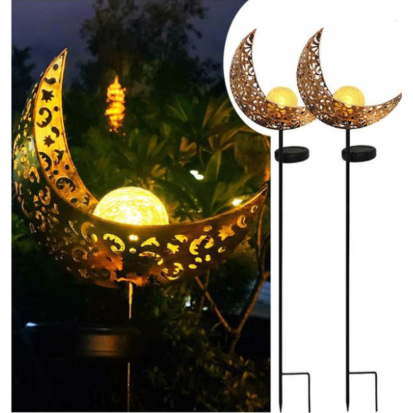 Solar Garden Lights with Crackle Glass Globe Pathway Stake Waterproof Outdoor Powered Landscape - Image 9