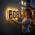 Solar House Numbers with LED Backlit Automatic Dusk Lighting and Weatherproof Panel - Image 1