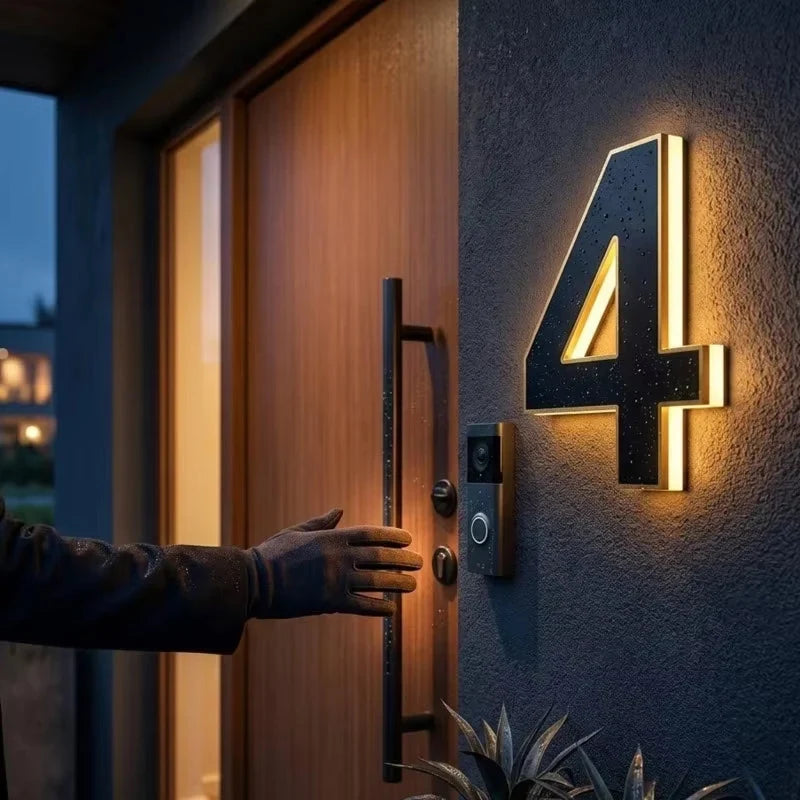 Solar House Numbers with LED Backlit Automatic Dusk Lighting and Weatherproof Panel - Image 2