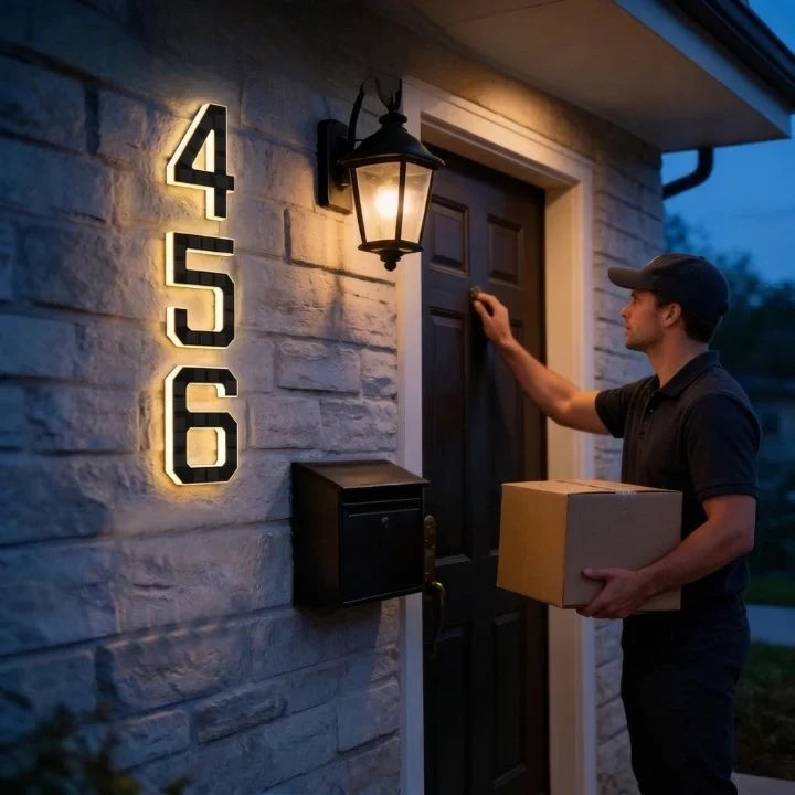 Solar House Numbers with LED Backlit Automatic Dusk Lighting and Weatherproof Panel - Image 3