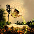 Solar Metal Watering Can Plant Light with LED String and Ground Stake - Image 1