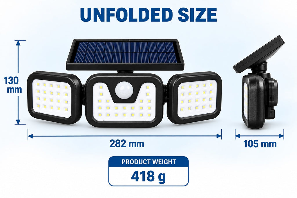 Solar Outdoor Light with Motion Sensor Rechargeable Security and Adjustable LED Panels - Image 8