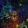 Solar Powered Hanging Lantern Outdoor with Floral Cutout Design and Warm LED Light - Image 1