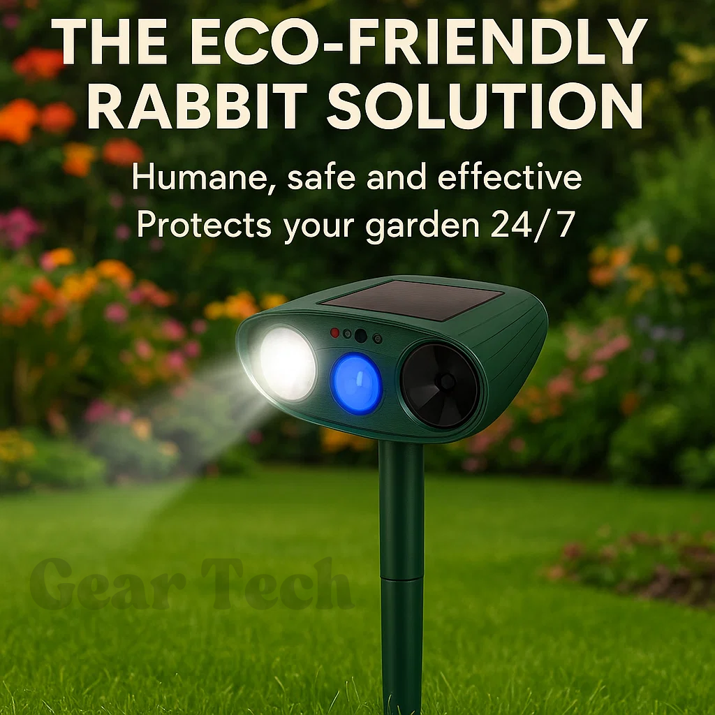 Solar Powered Ultrasonic Pest Repeller with Motion Sensor and LED Flashing Light for Garden - Image 1