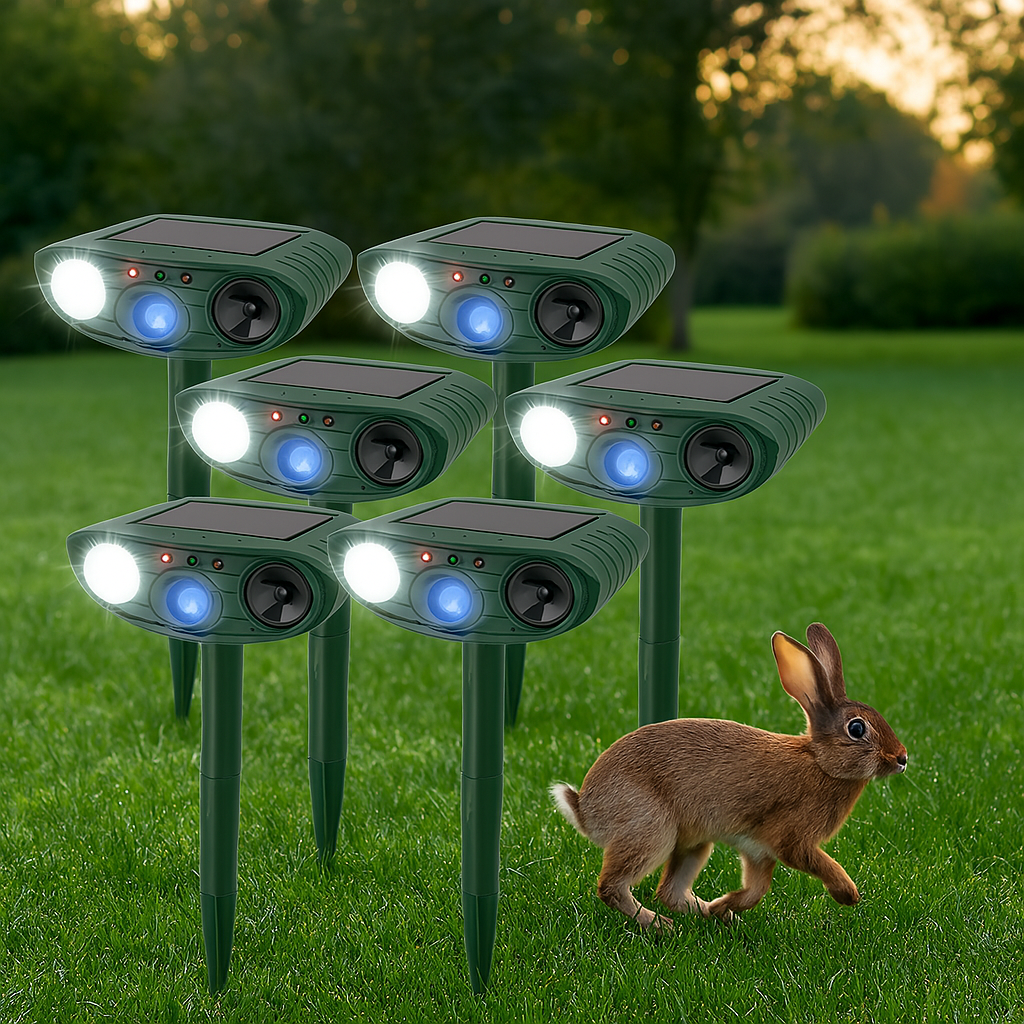 Solar Powered Ultrasonic Pest Repeller with Motion Sensor and LED Flashing Light for Garden - Image 11