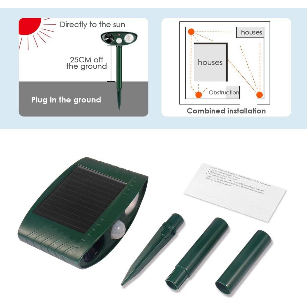 Solar Powered Ultrasonic Pest Repeller with Motion Sensor and LED Flashing Light for Garden - Image 13