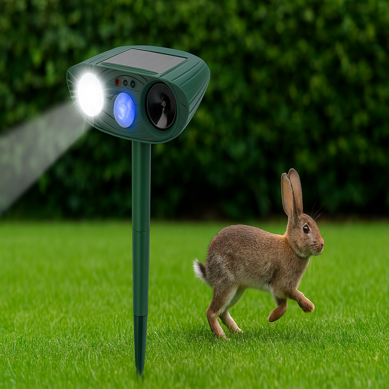 Solar Powered Ultrasonic Pest Repeller with Motion Sensor and LED Flashing Light for Garden - Image 22