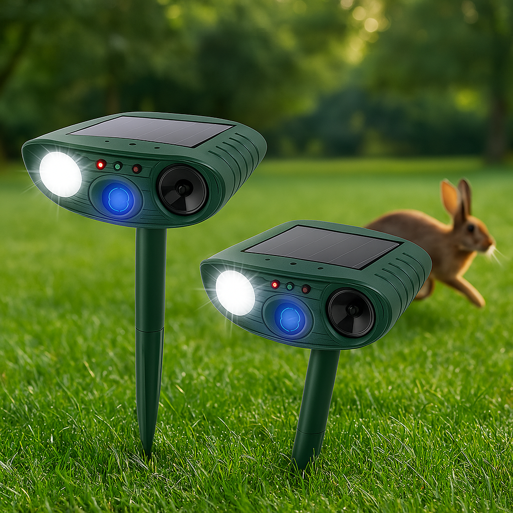 Solar Powered Ultrasonic Pest Repeller with Motion Sensor and LED Flashing Light for Garden - Image 23