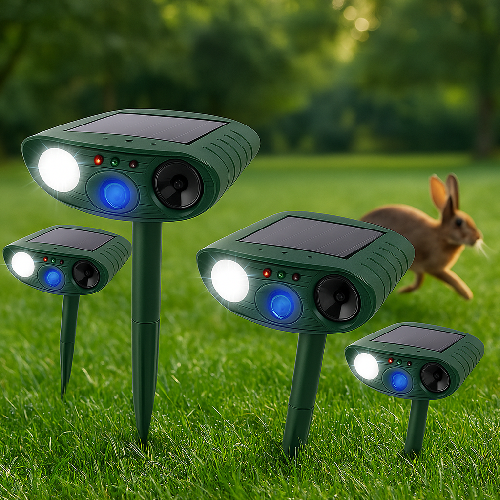 Solar Powered Ultrasonic Pest Repeller with Motion Sensor and LED Flashing Light for Garden - Image 24