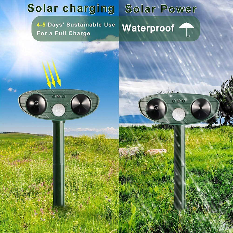 Solar Powered Ultrasonic Pest Repeller with Motion Sensor and LED Flashing Light for Garden - Image 5