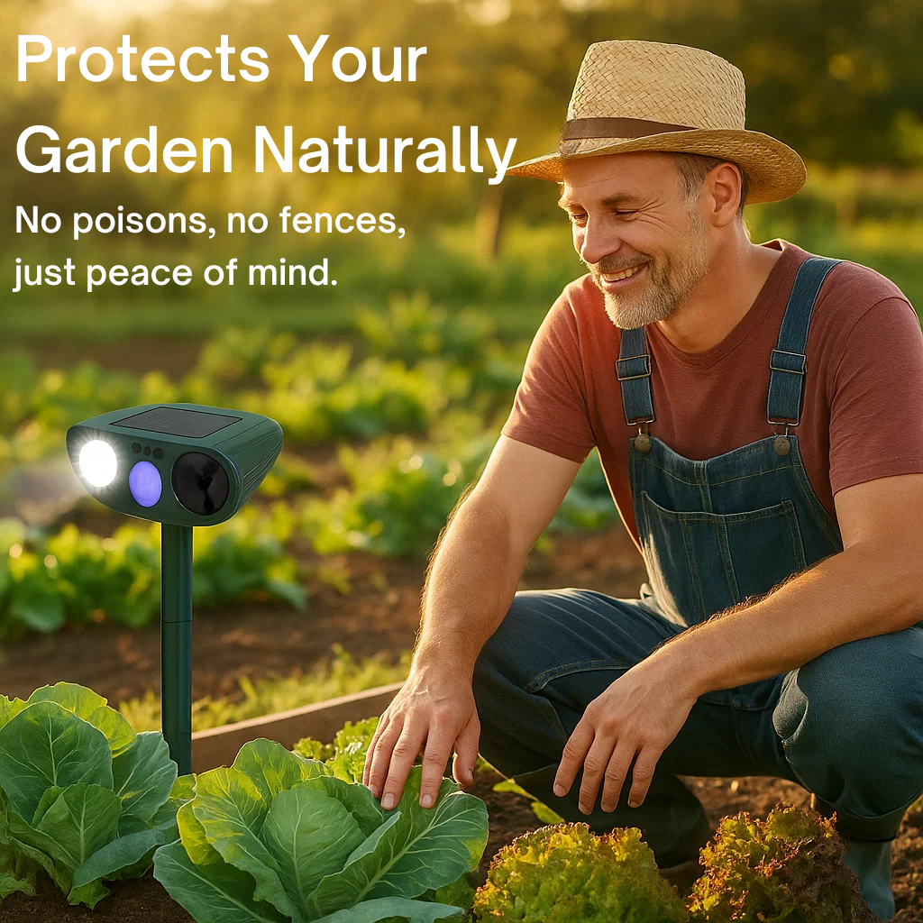 Solar Powered Ultrasonic Pest Repeller with Motion Sensor and LED Flashing Light for Garden - Image 6