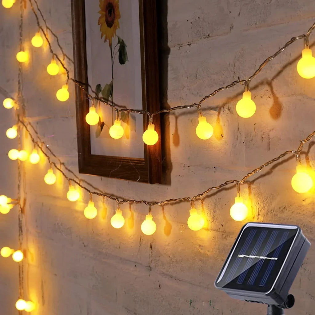 Solar String Lights with Frosted Globe Bulbs for Outdoor Yard and Fairy Lighting - Image 8