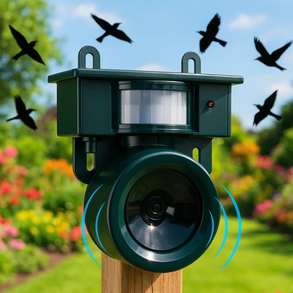 Solar Ultrasonic Bird Deterrent with Motion Sensor and Adjustable Frequency - Image 1