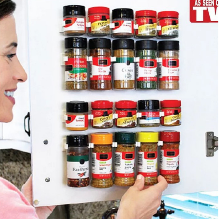 Spice Organizer Kitchen Cabinet Wall Hanging Rack with Adhesive Gripper Clips - Image 11