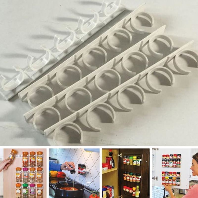Spice Organizer Kitchen Cabinet Wall Hanging Rack with Adhesive Gripper Clips - Image 3