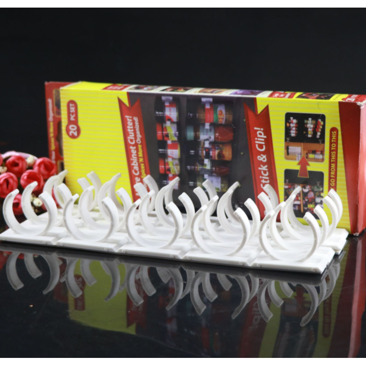 Spice Organizer Kitchen Cabinet Wall Hanging Rack with Adhesive Gripper Clips - Image 9