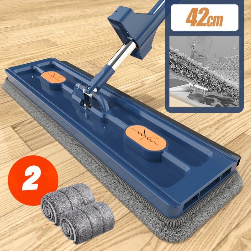 Spin Mop Bucket Microfiber Flat Self Wringing Stainless Steel Collapsible - Image 1
