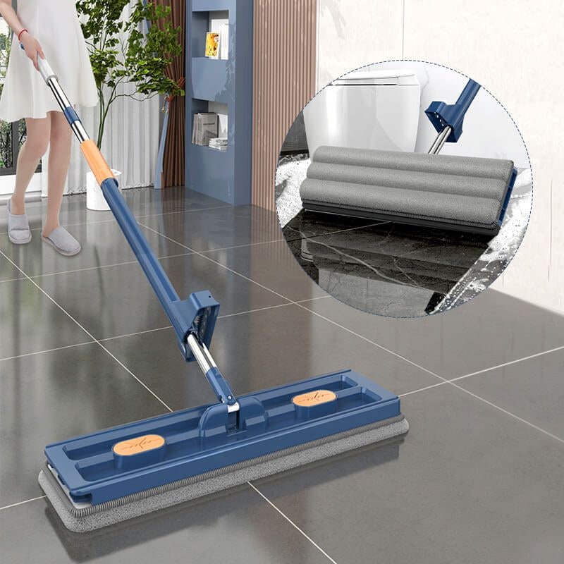 Spin Mop Bucket Microfiber Flat Self Wringing Stainless Steel Collapsible - Image 7