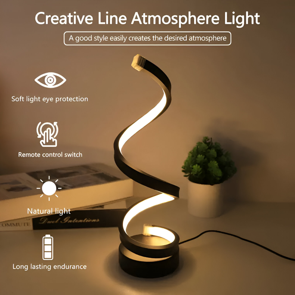 Spiral LED Table Lamp with Adjustable Color Temperature and Desk Light Function - Image 10