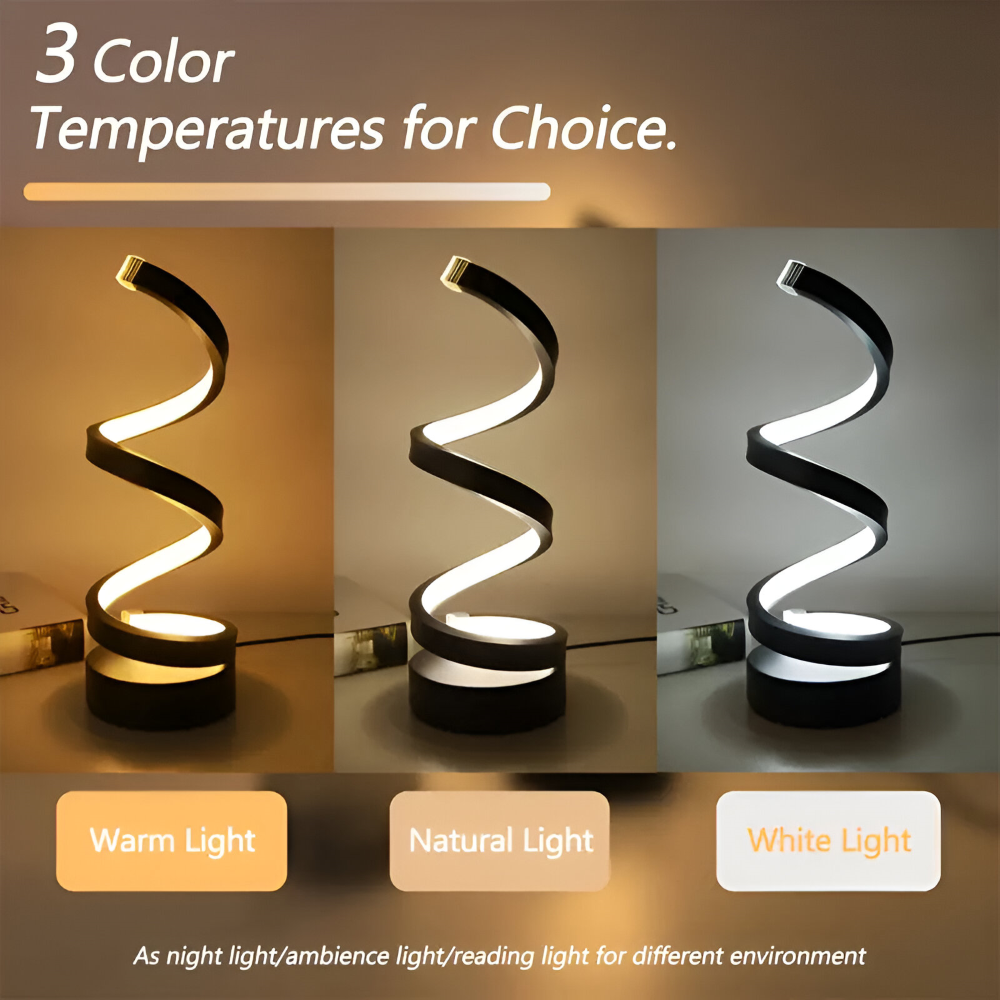 Spiral LED Table Lamp with Adjustable Color Temperature and Desk Light Function - Image 11
