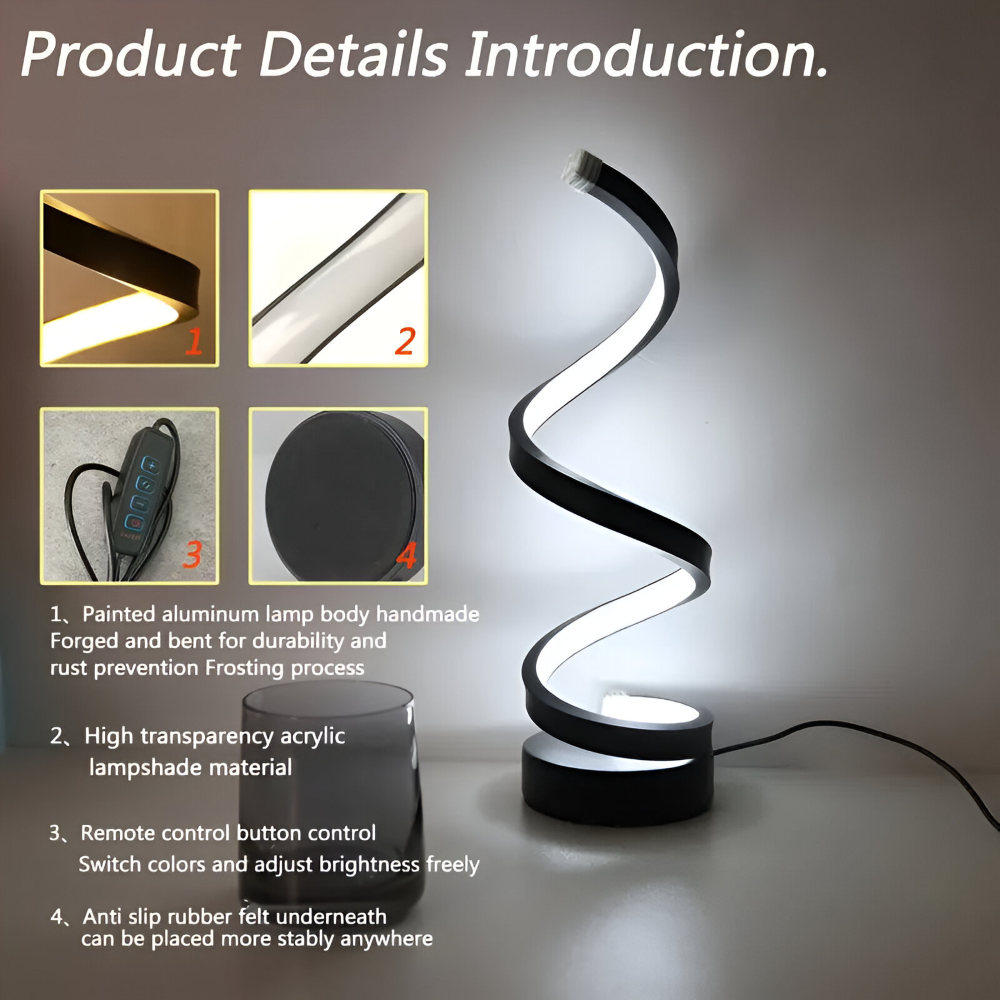Spiral LED Table Lamp with Adjustable Color Temperature and Desk Light Function - Image 12