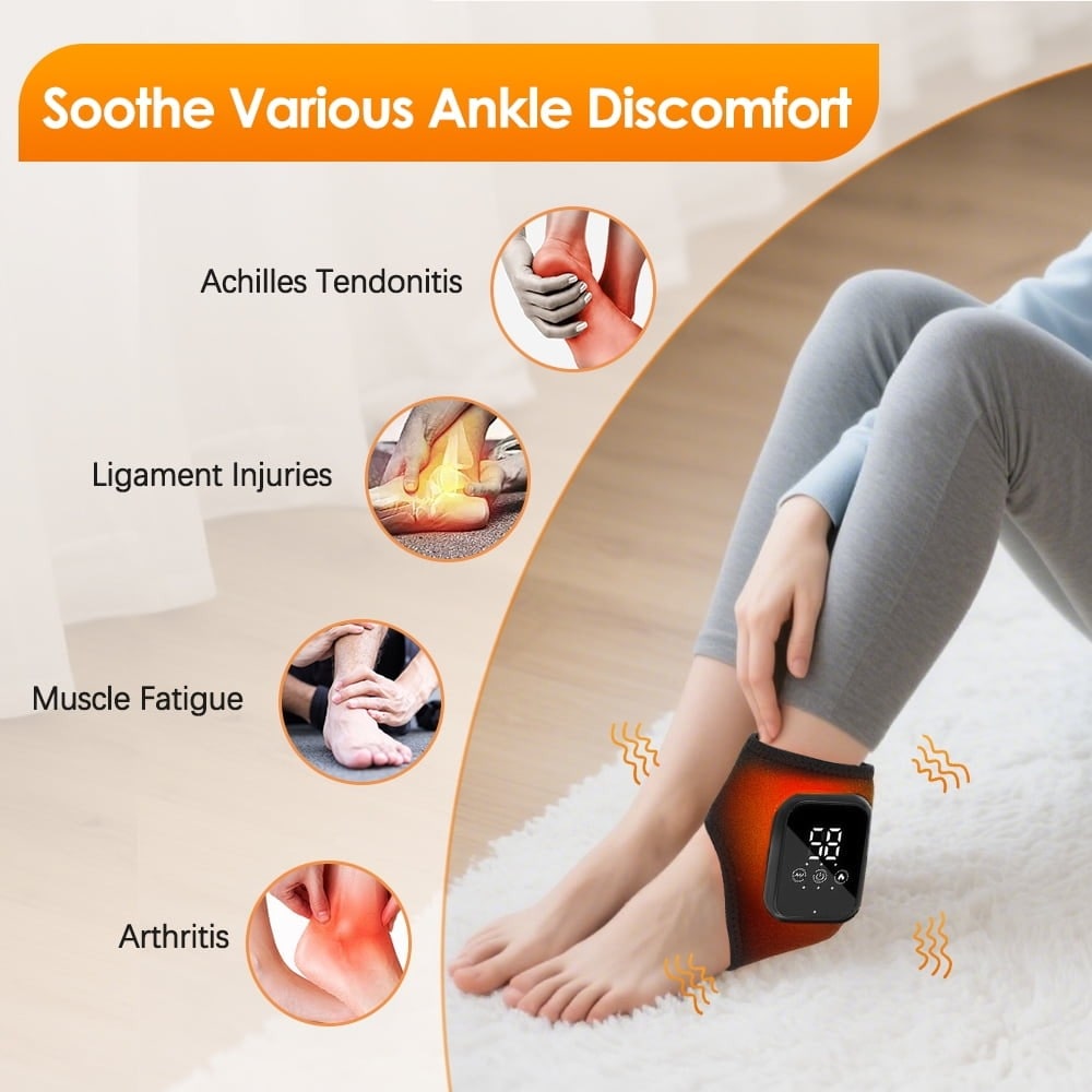 Sprained Ankle Elastic Bandage Lace Up Support with Heated Wrap and Vibration Massage Ice - Image 3