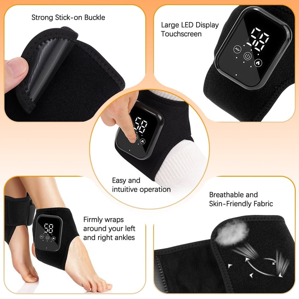 Sprained Ankle Elastic Bandage Lace Up Support with Heated Wrap and Vibration Massage Ice - Image 8