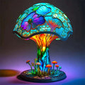 Stained Glass Table Lamp with LED Light and Organic Design - Image 1