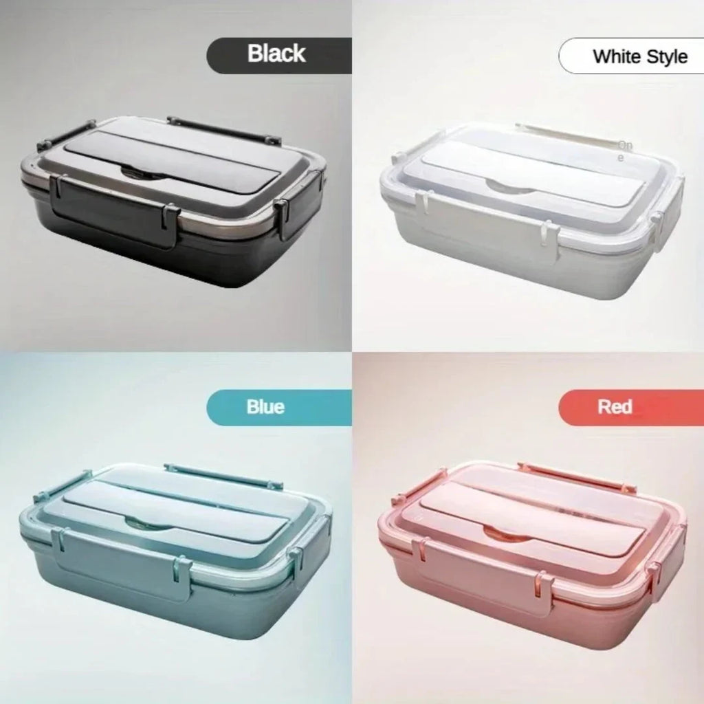 Stainless Steel Bento Lunch Box with Airtight Compartments and Included Cutlery - Image 7