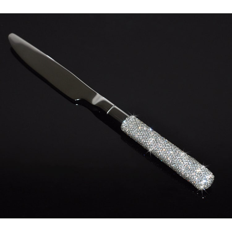 Stainless Steel Flatware Set with Rhinestone Handles and Gold Plating Options 20 Piece - Image 7