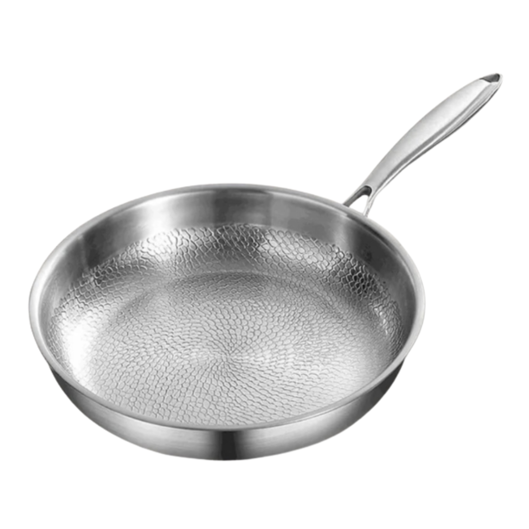 Stainless Steel Frying Pan with Hammered Interior and Induction Base - Image 2