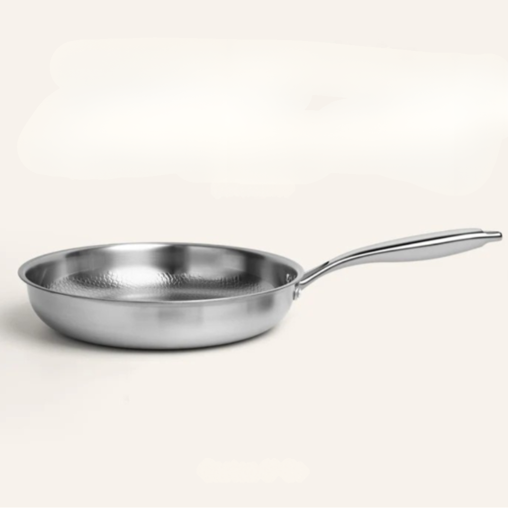 Stainless Steel Induction Frying Pan with Hammered Interior and Ergonomic Handle - Image 3