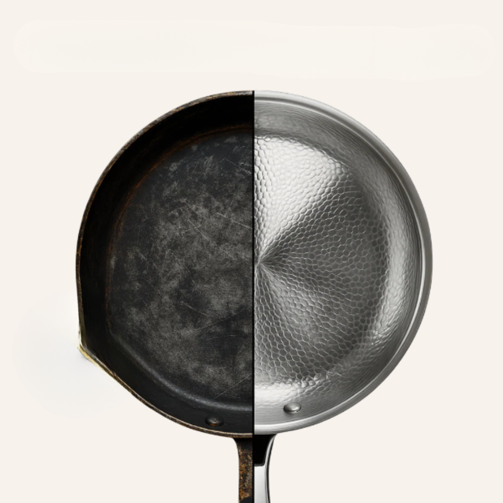 Stainless Steel Induction Frying Pan with Hammered Interior and Ergonomic Handle - Image 5