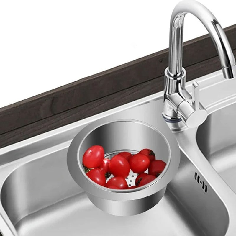 Stainless Steel Sink Strainer Basket with Hanging Faucet Mount and Quick-Drain Holes - Image 1