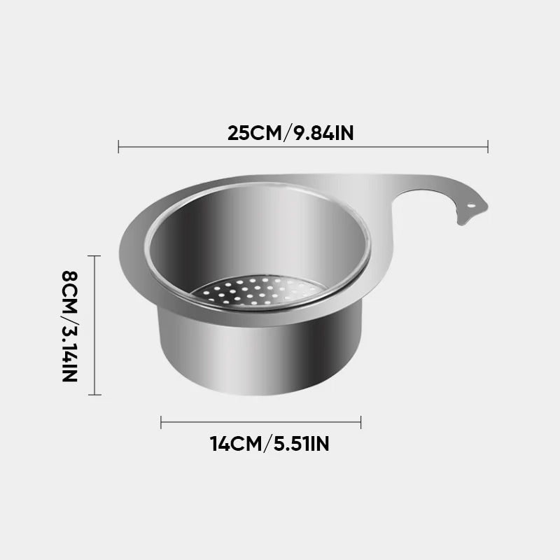 Stainless Steel Sink Strainer Basket with Hanging Faucet Mount and Quick-Drain Holes - Image 11
