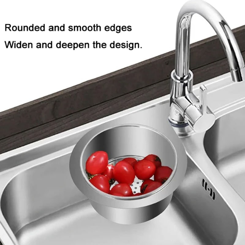 Stainless Steel Sink Strainer Basket with Hanging Faucet Mount and Quick-Drain Holes - Image 12