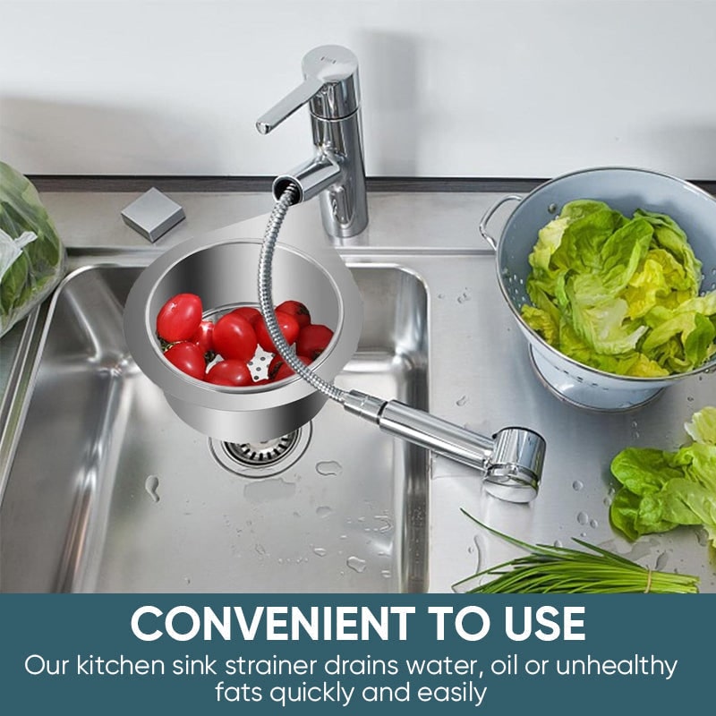 Stainless Steel Sink Strainer Basket with Hanging Faucet Mount and Quick-Drain Holes - Image 4