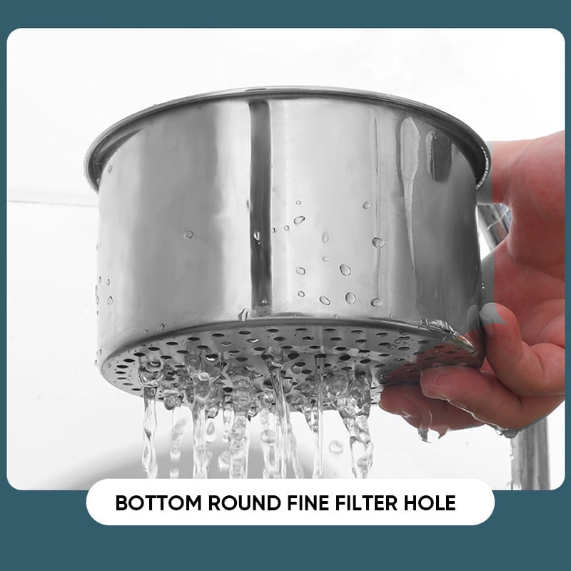 Stainless Steel Sink Strainer Basket with Hanging Faucet Mount and Quick-Drain Holes - Image 6