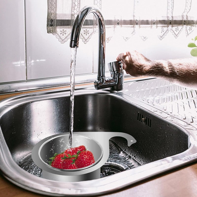 Stainless Steel Sink Strainer Basket with Hanging Faucet Mount and Quick-Drain Holes - Image 9