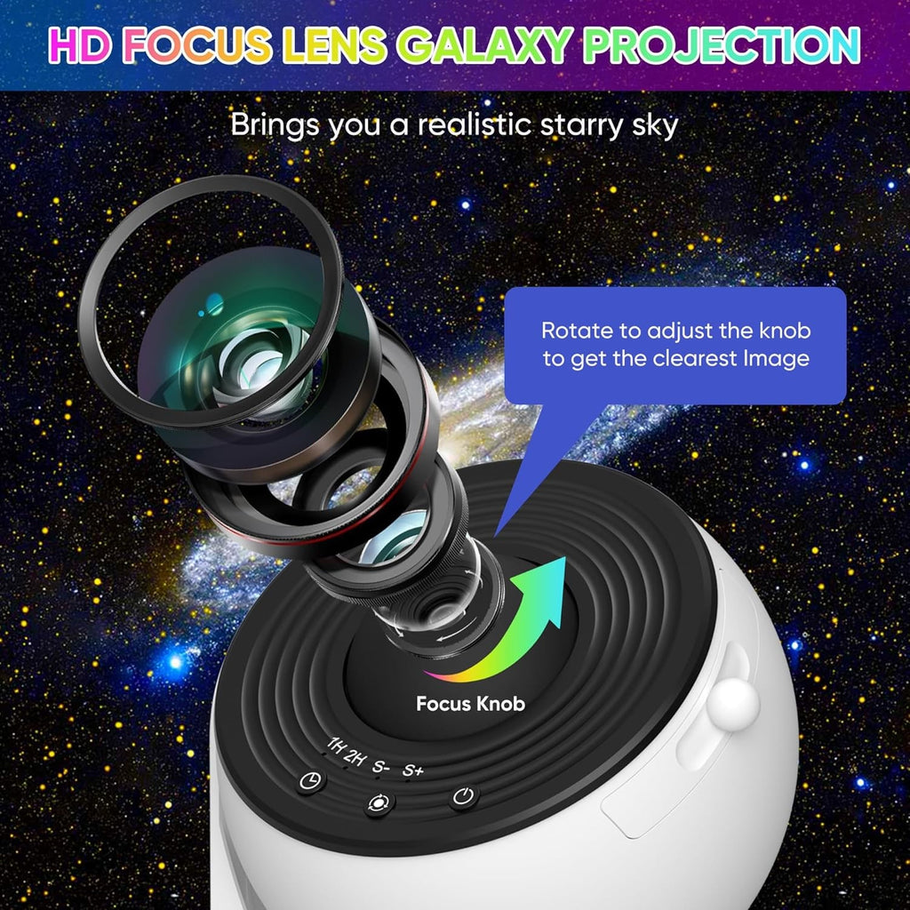 Star Projector Night Light with Galaxy Nebula Ceiling Projection and Adjustable Stand - Image 6
