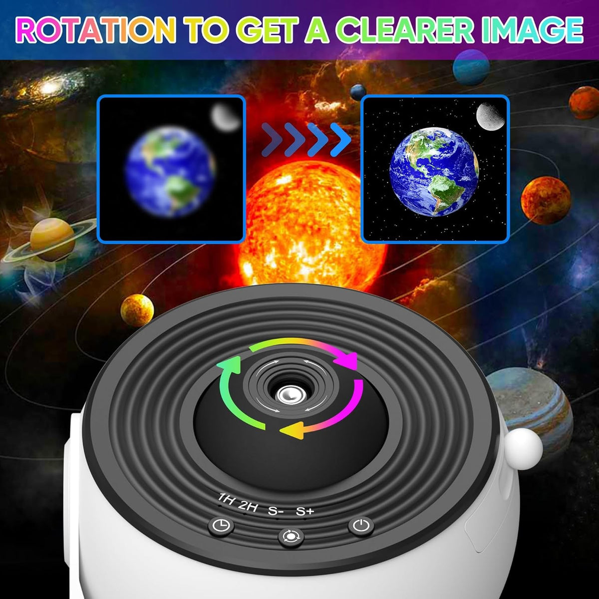 Star Projector Night Light with Galaxy Nebula Ceiling Projection and Adjustable Stand - Image 7