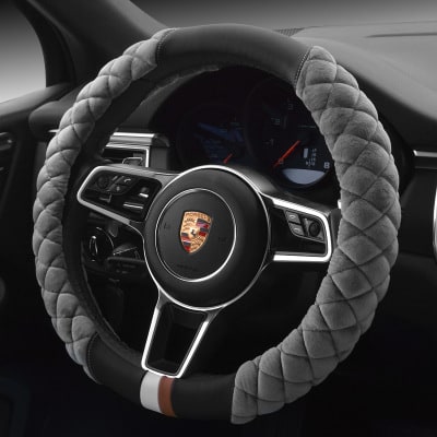 Steering Wheel Cover for Car with Plush Quilted Diamond Pattern and Padded Grip 38cm - Image 3