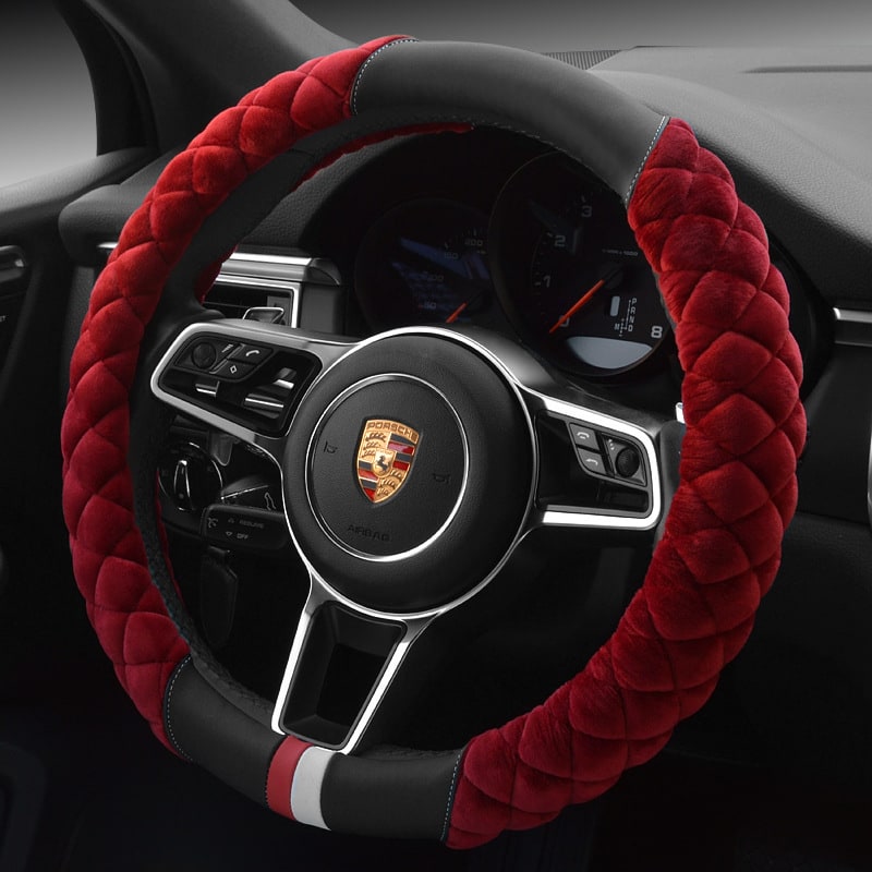 Steering Wheel Cover for Car with Plush Quilted Diamond Pattern and Padded Grip 38cm - Image 5