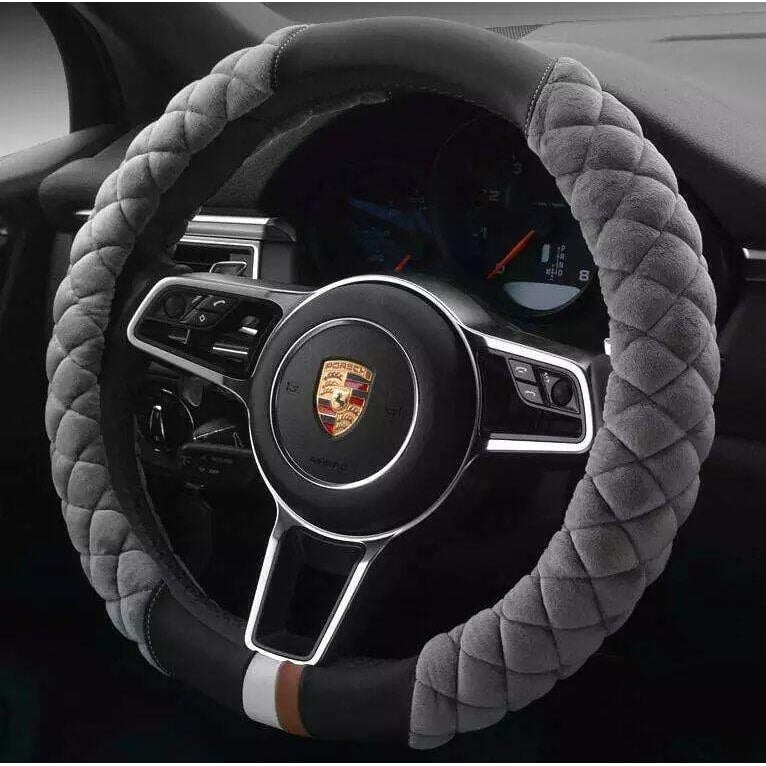 Steering Wheel Cover for Car with Plush Quilted Diamond Pattern and Padded Grip 38cm - Image 8