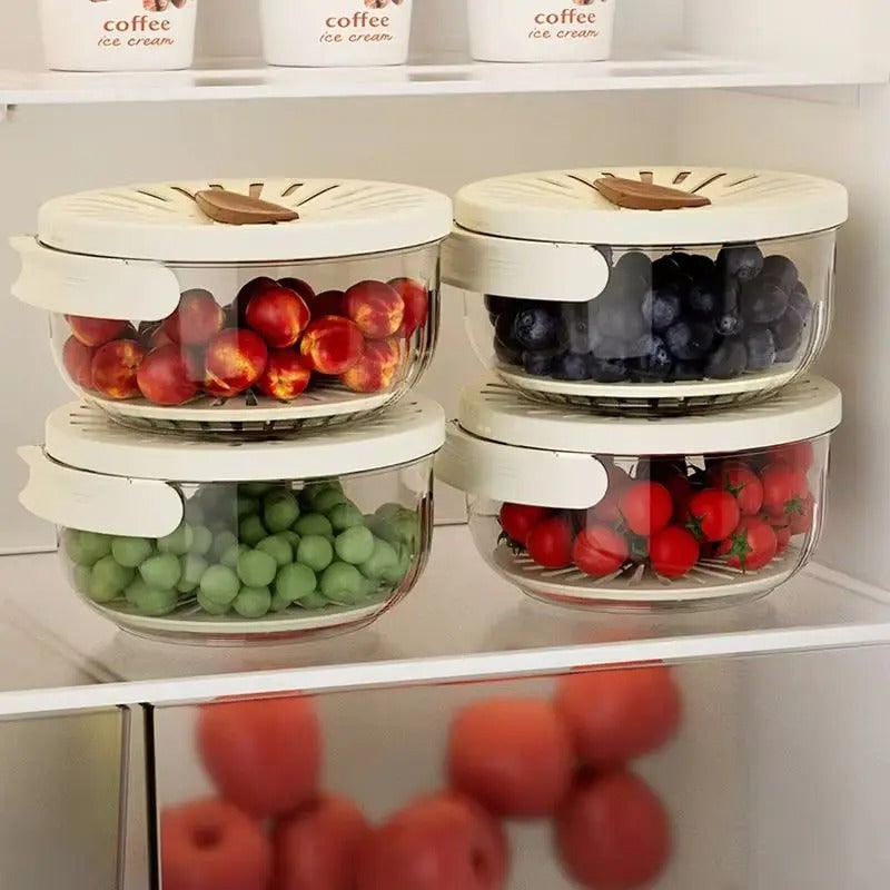 Storage Container with Draining Lid and Handle for Produce Washing and Refrigerator - Image 4