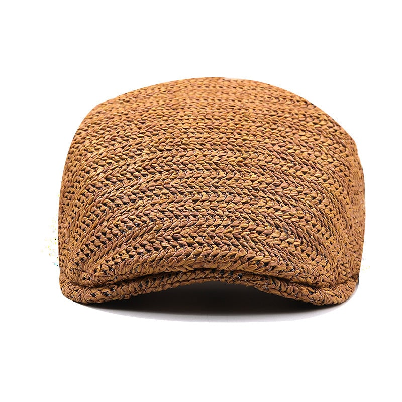 Straw Flat Cap with Breathable Chevron Weave and Adjustable Back Strap Paddy - Image 3
