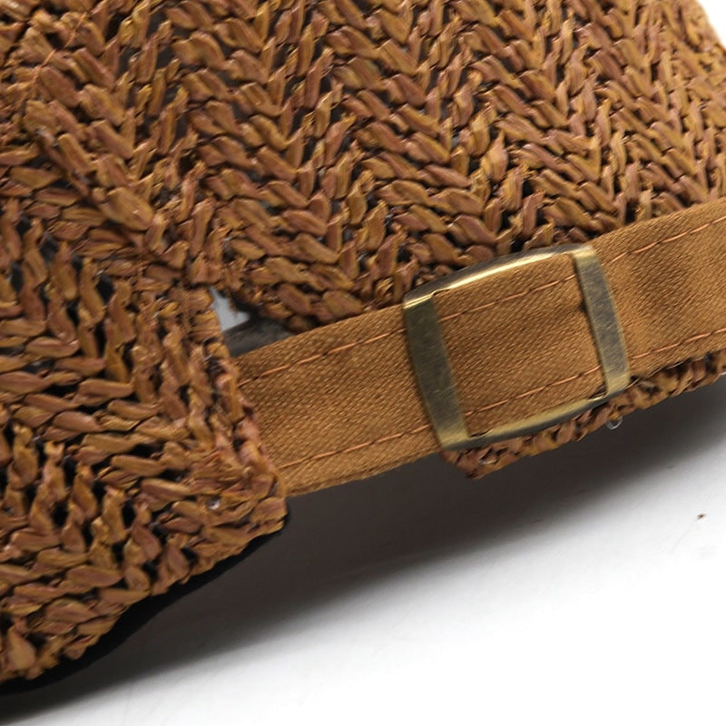Straw Flat Cap with Breathable Chevron Weave and Adjustable Back Strap Paddy - Image 4