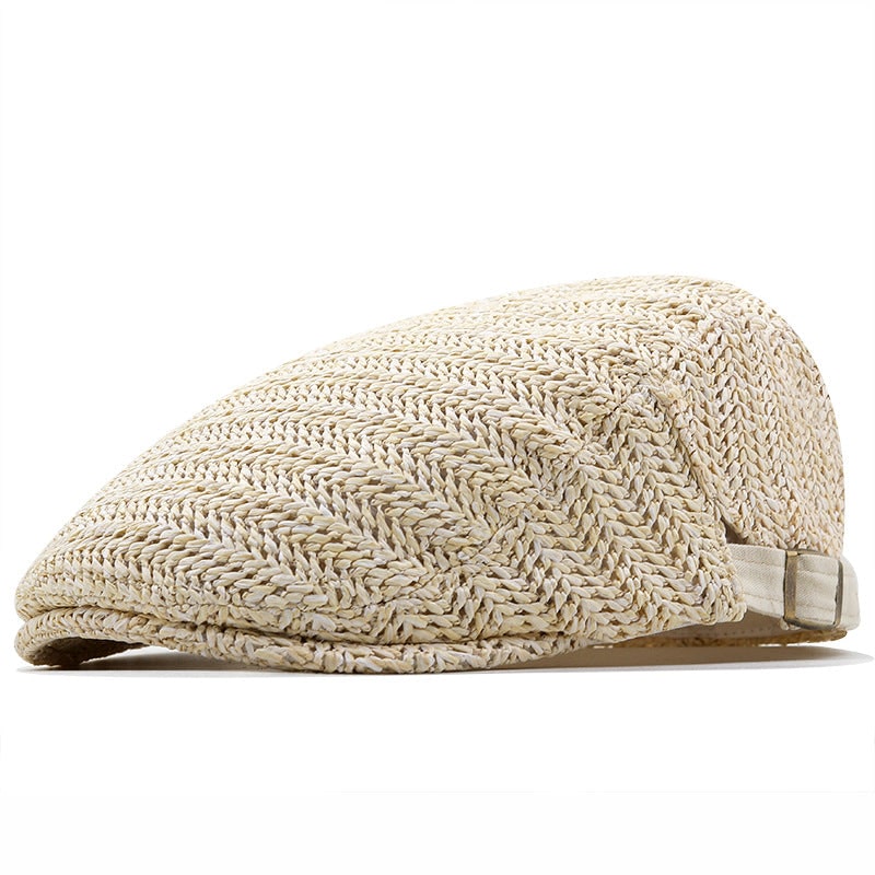 Straw Flat Cap with Breathable Chevron Weave and Adjustable Back Strap Paddy - Image 5